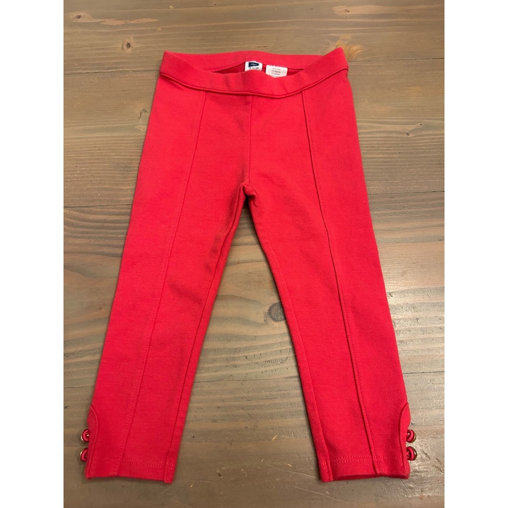 Kk4 Janie and Jack Red Pintuck Leggings with Gold Buttons 18-24 Months Toddler